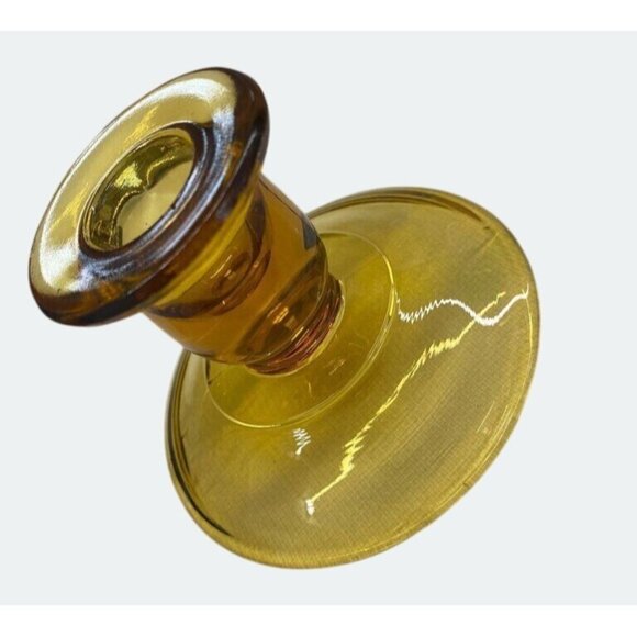 Amber Glass Candle Holder Vintage Style Home Decor - Picture 2 of 6